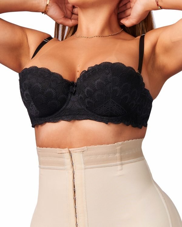 FAJA SHORT TIPO RELOJ DE ARENA CON ABROCHADURA BEIGE - Imagen 5