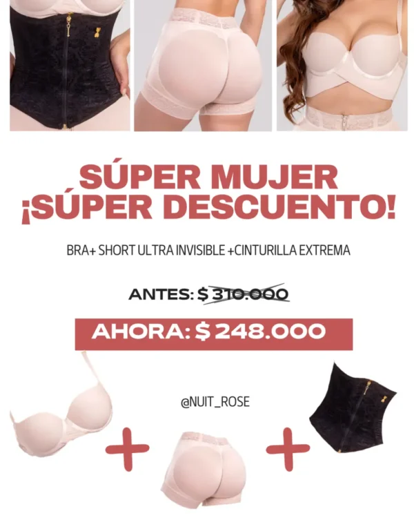 Bra+Short ultra invisible+cinturilla extrema x 248.000