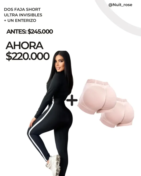 2 fajas short ultra invisible+1 Enterizo $220.000